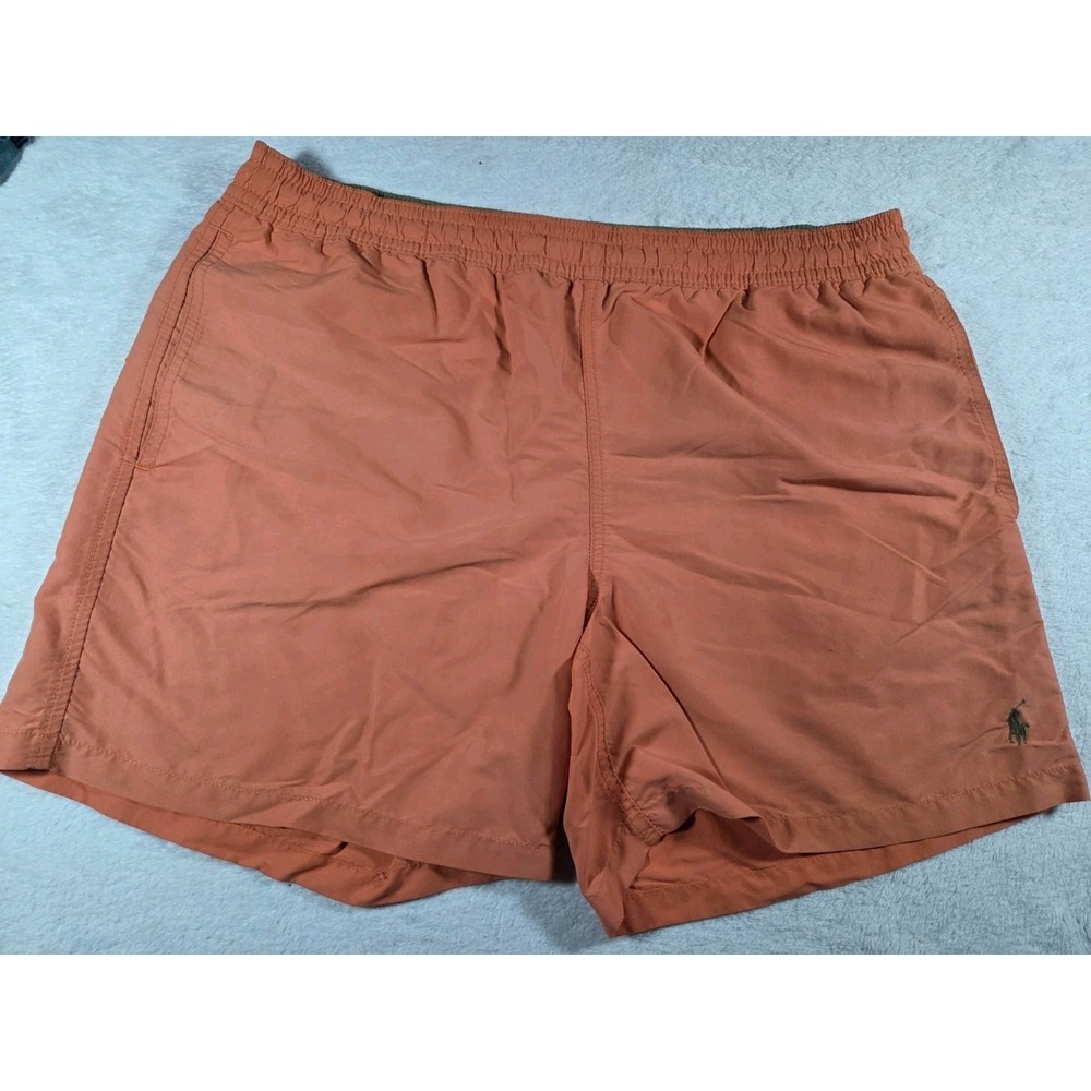 Polo Ralph Lauren Swim Trunks Men's Large Orange Nylon Mesh Lined Shorts